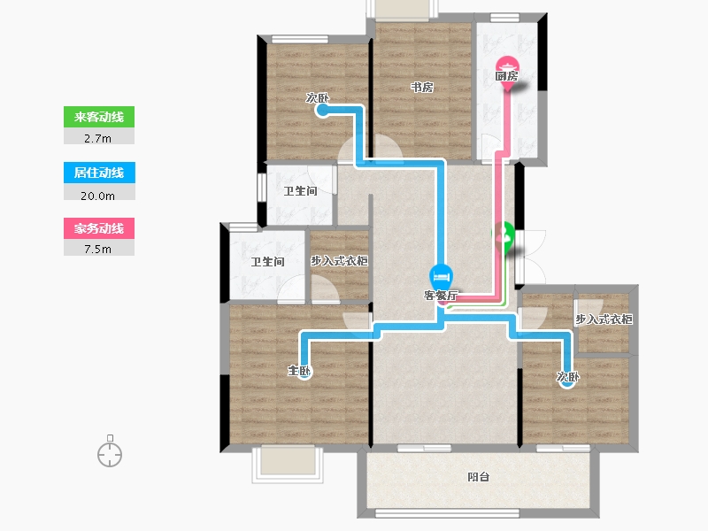 湖北省-武汉市-金色港湾君临水岸-106.92-户型库-动静线