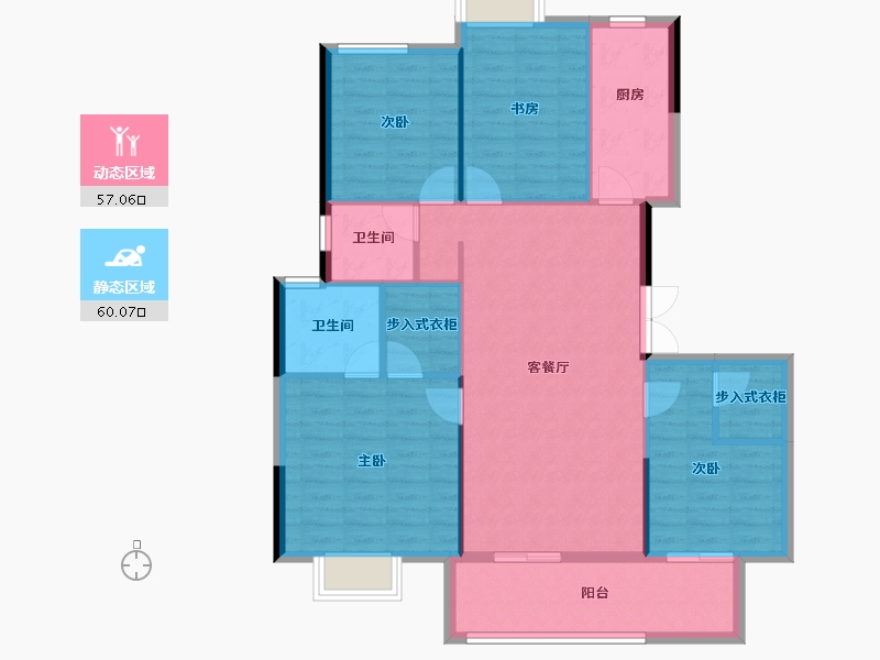 湖北省-武汉市-金色港湾君临水岸-106.92-户型库-动静分区