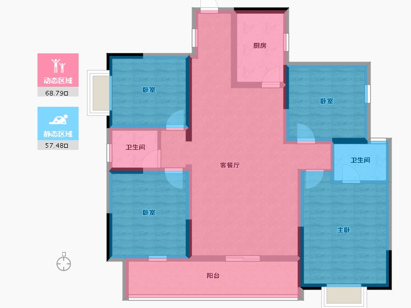 四川省-宜宾市-恒润安宁府-112.13-户型库-动静分区