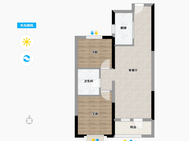 山西省-太原市-华润置地公元九里-57.57-户型库-采光通风