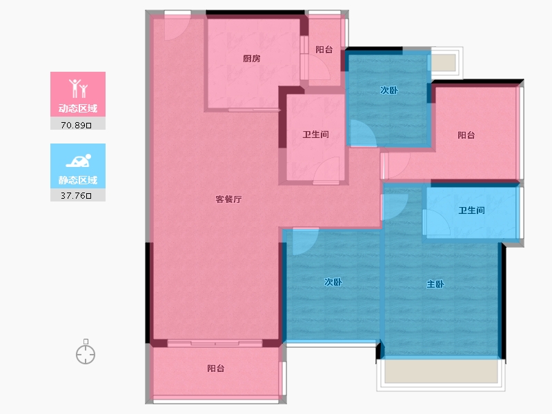 广东省-佛山市-颐安灝景湾-96.97-户型库-动静分区