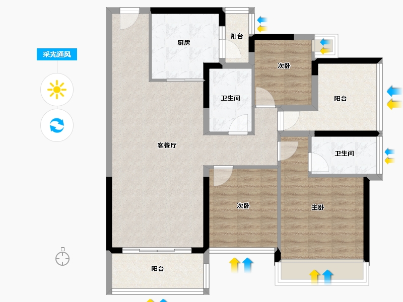 广东省-佛山市-颐安灝景湾-96.97-户型库-采光通风