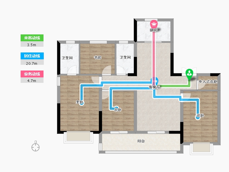 浙江省-宁波市-蓝城·兰香园-104.71-户型库-动静线