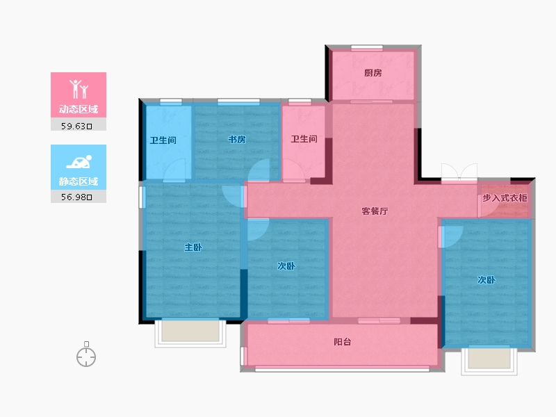 浙江省-宁波市-蓝城·兰香园-104.71-户型库-动静分区