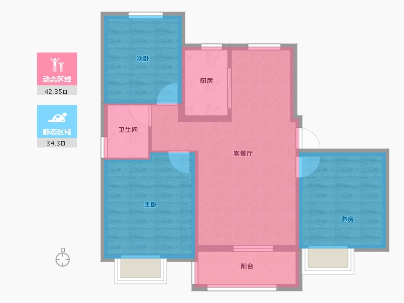 天津-天津市-鸿坤理想城-68.04-户型库-动静分区