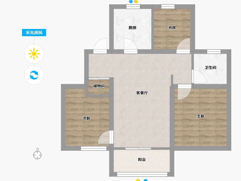 天津-天津市-鸿坤理想城-60.42-户型库-采光通风