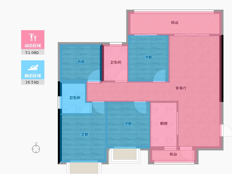 广西壮族自治区-南宁市-金源花语郡-78.57-户型库-动静分区