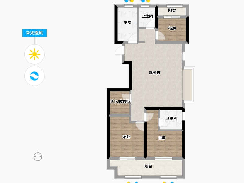 浙江省-宁波市-湖畔云庭-79.20-户型库-采光通风