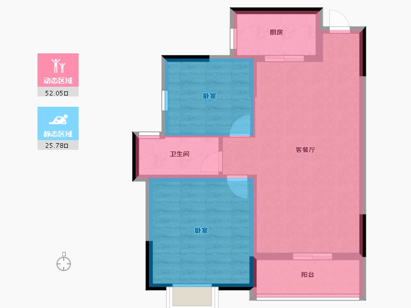 四川省-宜宾市-恒润安宁府-69.70-户型库-动静分区