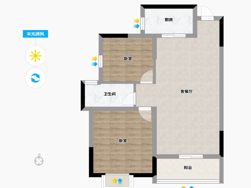 四川省-宜宾市-恒润安宁府-69.70-户型库-采光通风