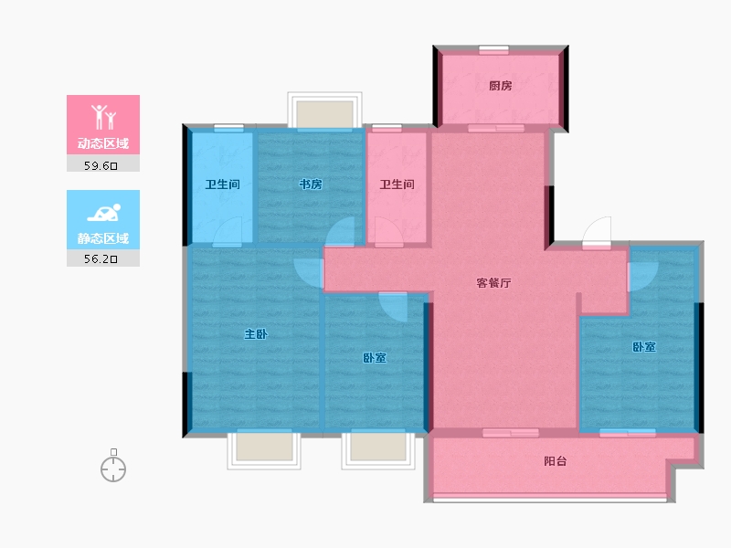 江西省-宜春市-东投华章新力和园-104.81-户型库-动静分区