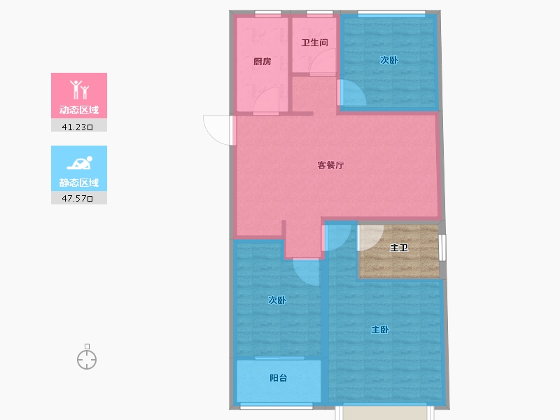 山东省-泰安市-海普·龙泉书院-84.60-户型库-动静分区