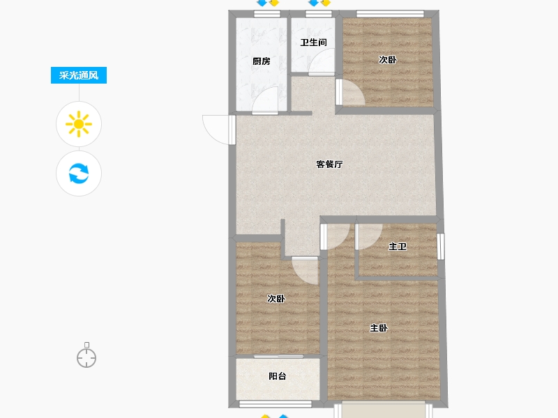 山东省-泰安市-海普·龙泉书院-84.60-户型库-采光通风