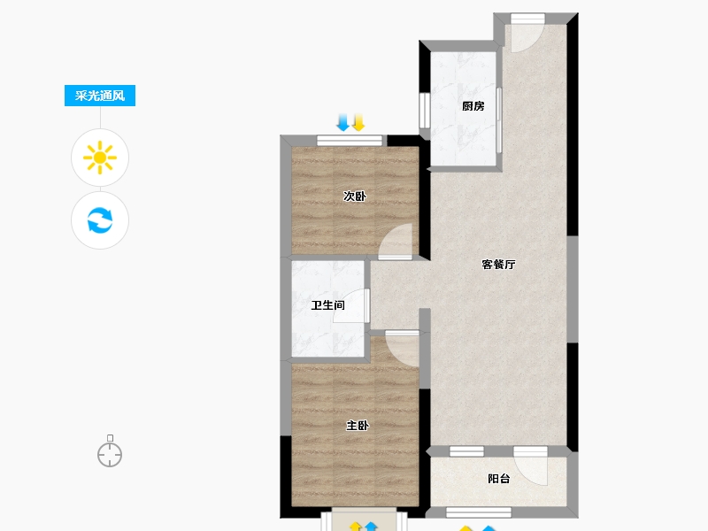 山西省-太原市-华润置地公元九里​-57.52-户型库-采光通风