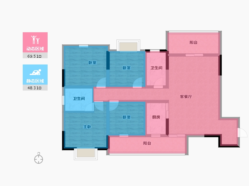 四川省-宜宾市-恒润安宁府-103.20-户型库-动静分区