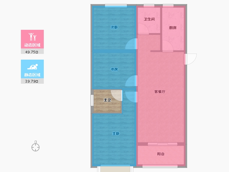 山东省-泰安市-海普·龙泉书院-84.60-户型库-动静分区