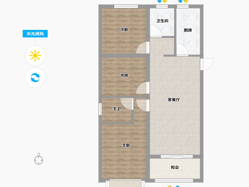 山东省-泰安市-海普·龙泉书院-84.60-户型库-采光通风