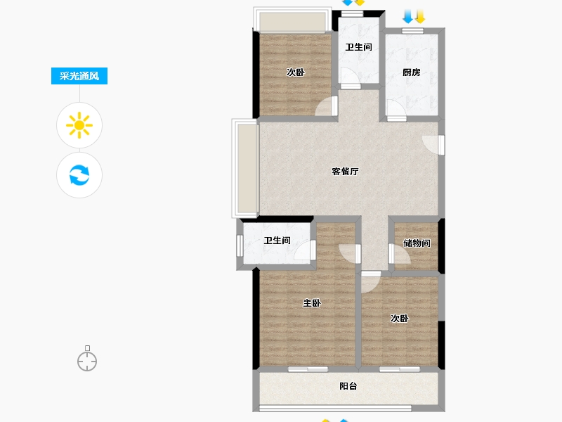 湖北省-武汉市-武汉二十四城-99.54-户型库-采光通风