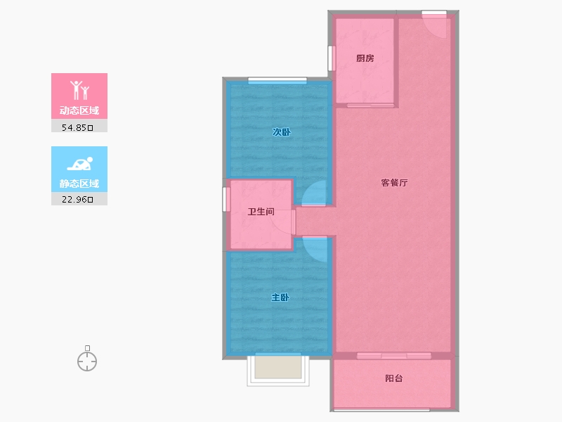 黑龙江省-哈尔滨市-新松·未来ONE-70.42-户型库-动静分区