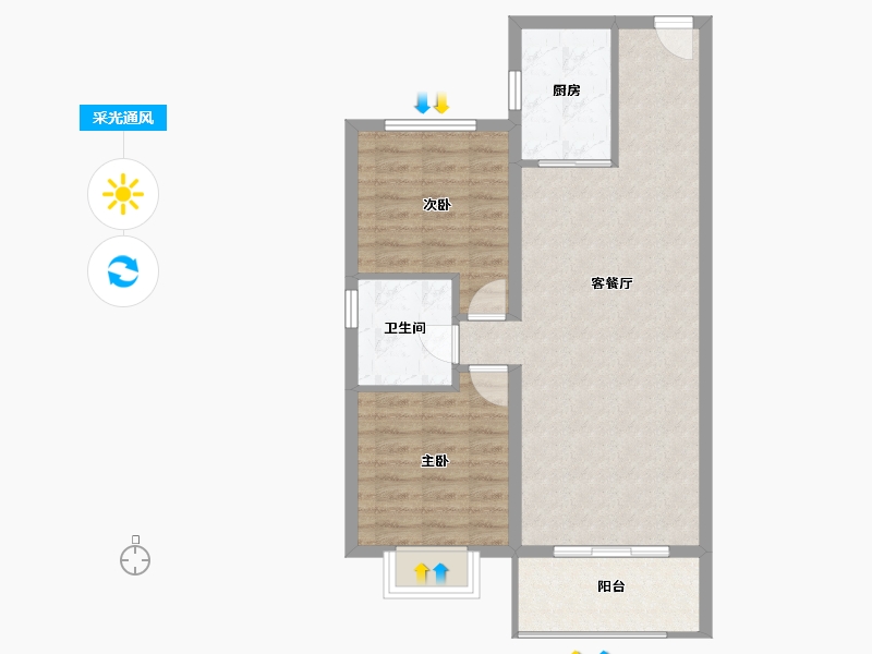 黑龙江省-哈尔滨市-新松·未来ONE-70.42-户型库-采光通风