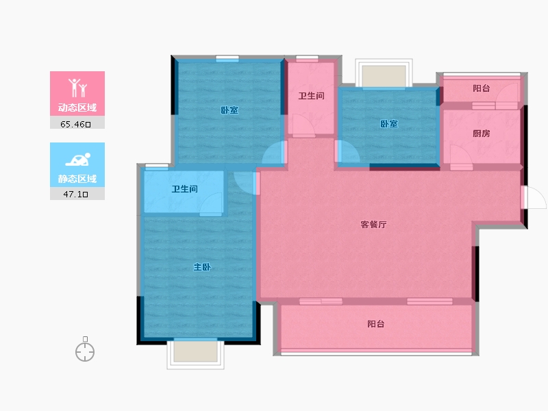 四川省-宜宾市-恒润安宁府-99.91-户型库-动静分区