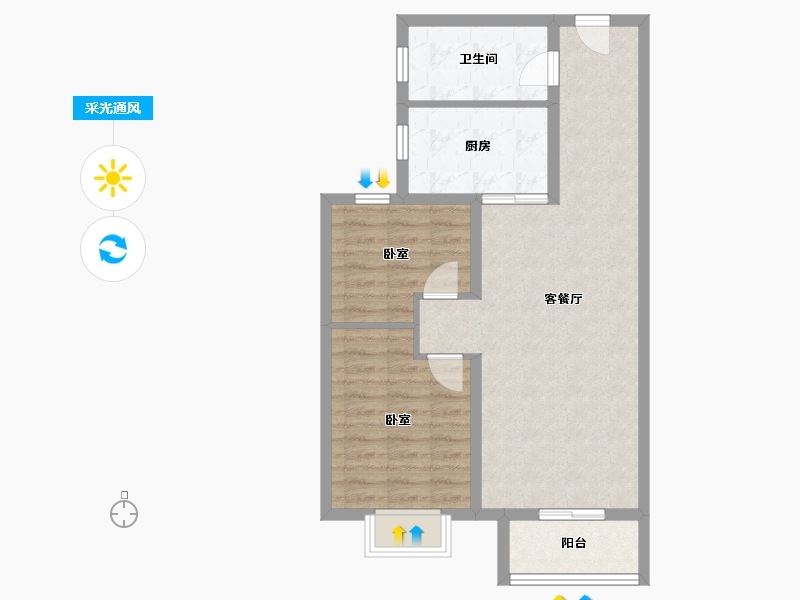 天津-天津市-路劲太阳城心邸-69.60-户型库-采光通风