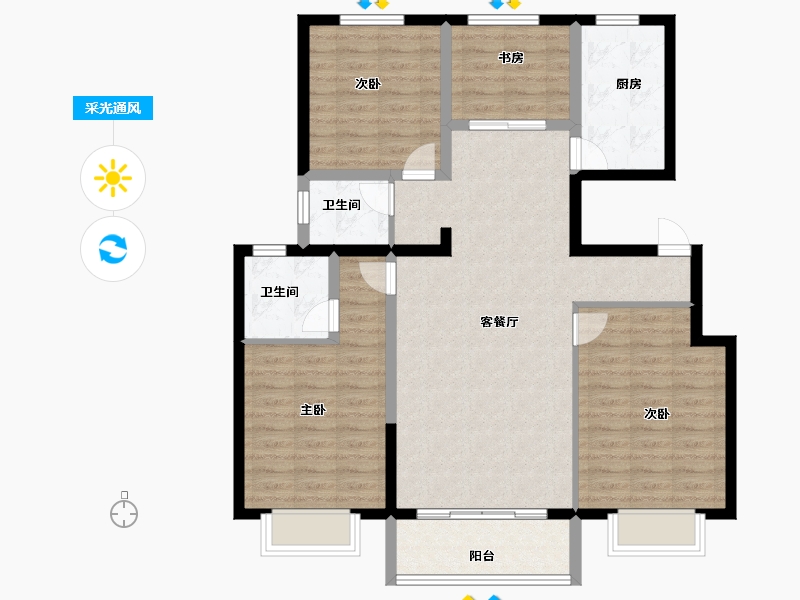 天津-天津市-京能雍清丽苑-103.20-户型库-采光通风