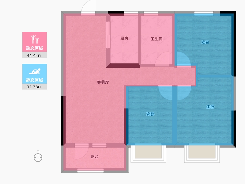 山西省-太原市-华润置地公元九里-65.92-户型库-动静分区