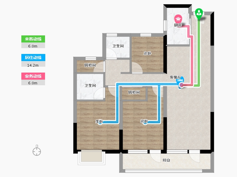 山西省-太原市-华润置地公元九里​-84.58-户型库-动静线