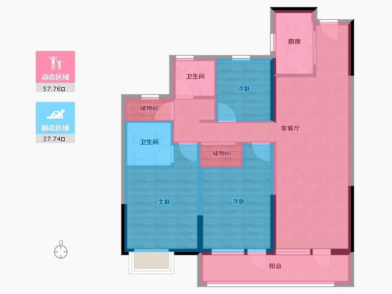 山西省-太原市-华润置地公元九里​-84.58-户型库-动静分区