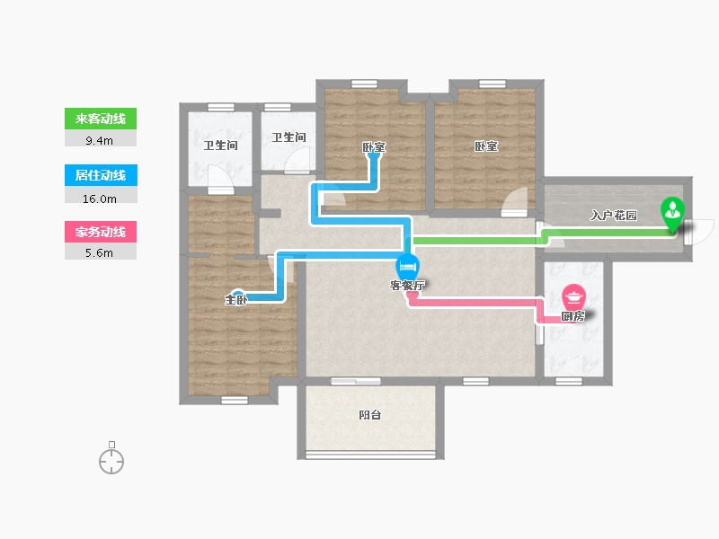 四川省-宜宾市-恒润雅居-107.92-户型库-动静线