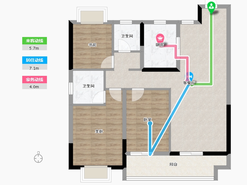 江西省-宜春市-东投华章新力和园-89.60-户型库-动静线