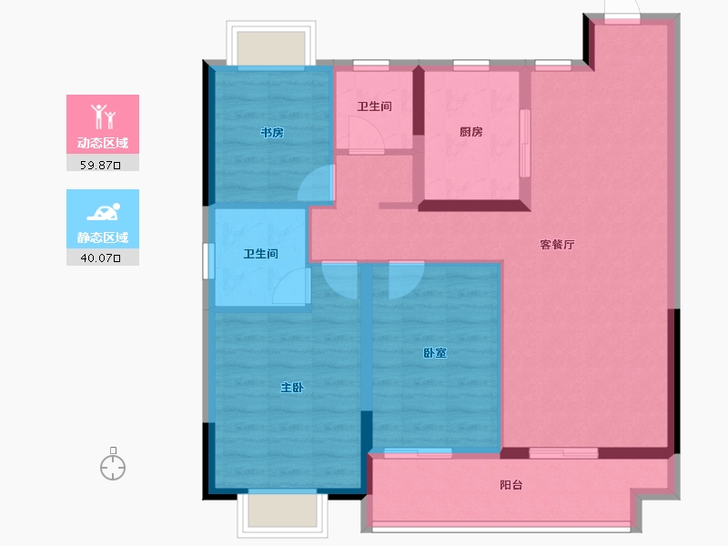 江西省-宜春市-东投华章新力和园-89.60-户型库-动静分区