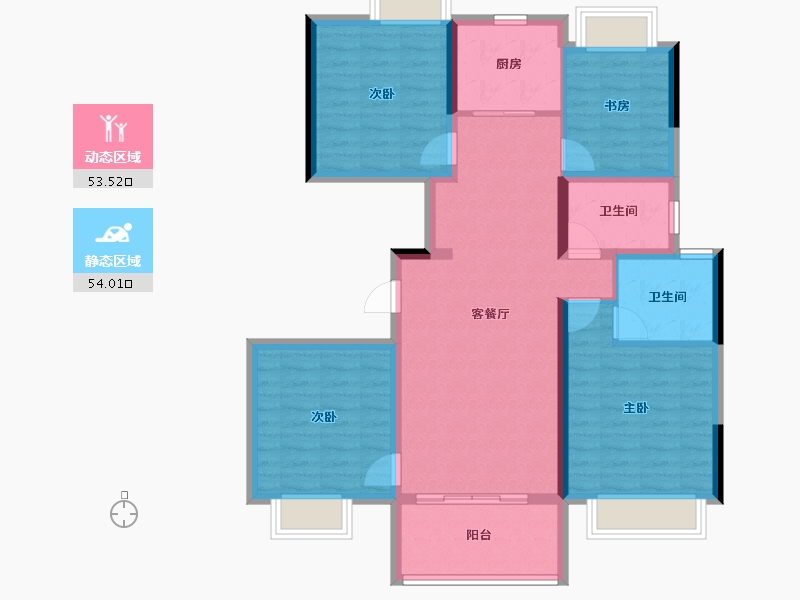 上海-上海市-颐景园江南院-96.00-户型库-动静分区