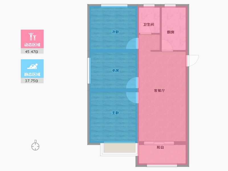 山东省-泰安市-海普·龙泉书院-74.40-户型库-动静分区