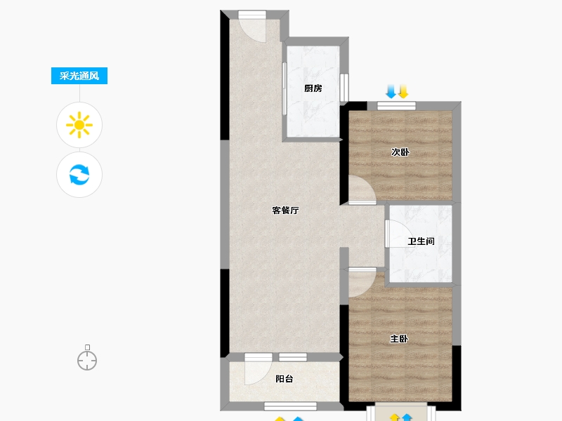 山西省-太原市-华润置地公元九里​-56.70-户型库-采光通风