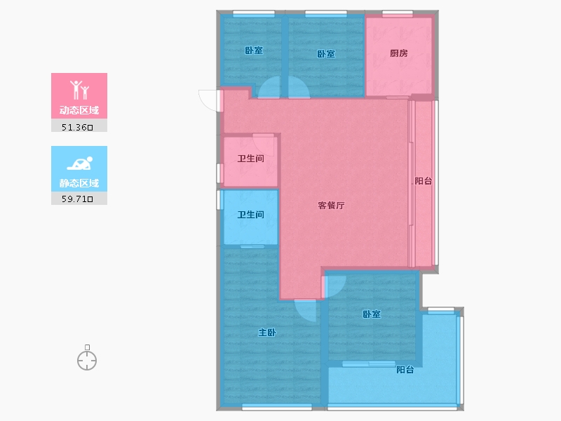 浙江省-杭州市-西房良语云缦-100.00-户型库-动静分区