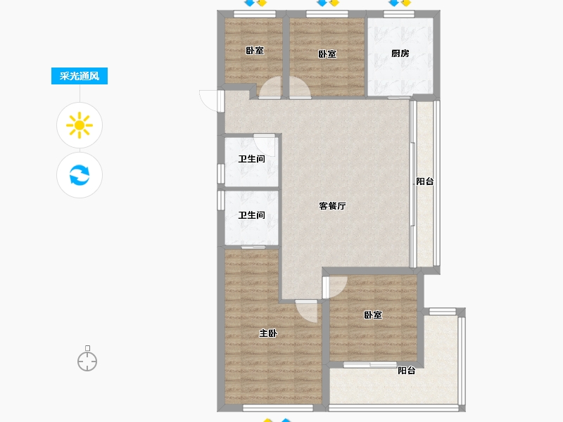 浙江省-杭州市-西房良语云缦-100.00-户型库-采光通风