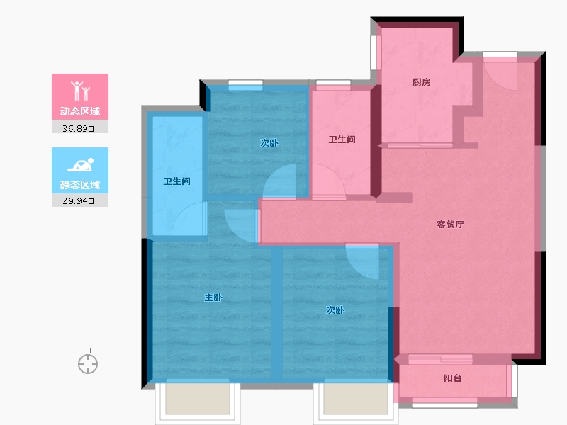 天津-天津市-景瑞·誉璟天地-58.42-户型库-动静分区