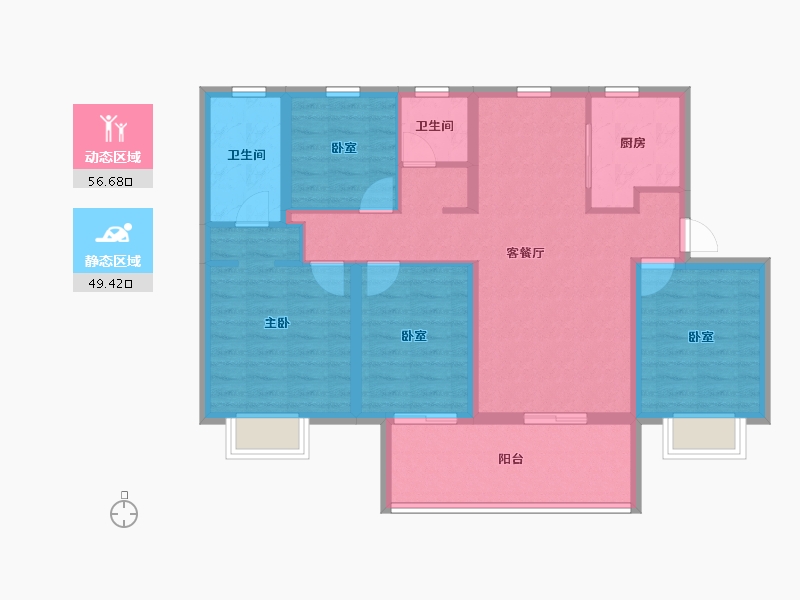 江苏省-南京市-中海云楚公馆-94.40-户型库-动静分区