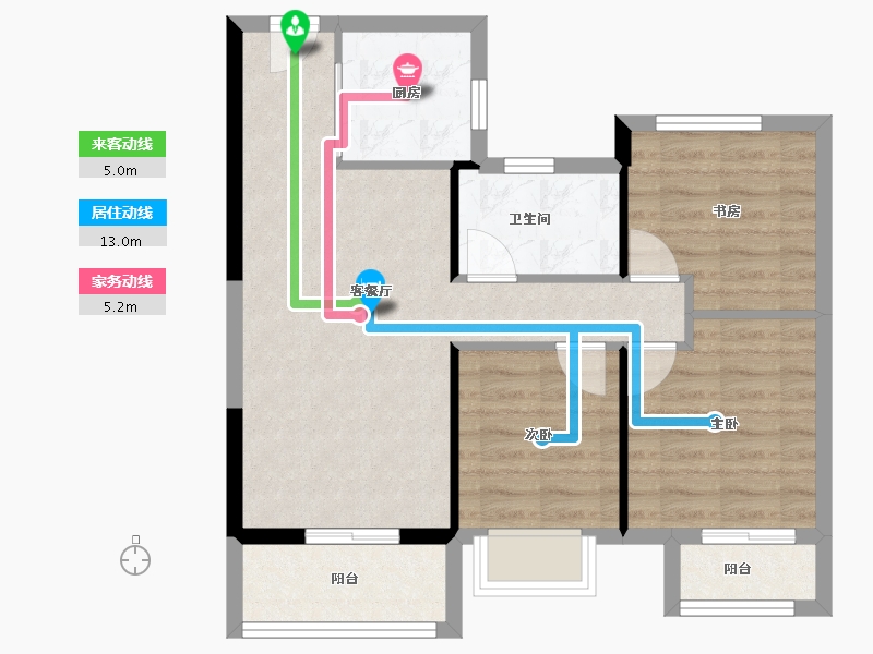 湖北省-武汉市-金色港湾君临水岸-67.09-户型库-动静线