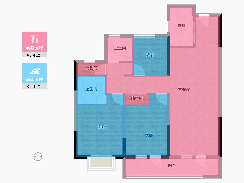 山西省-太原市-华润置地公元九里-86.53-户型库-动静分区