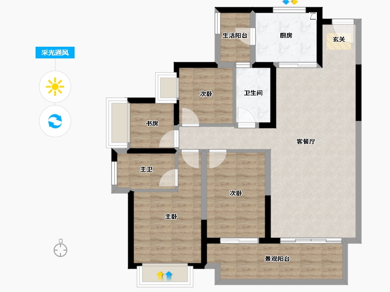 广东省-湛江市-华邦玥珑湾-99.20-户型库-采光通风