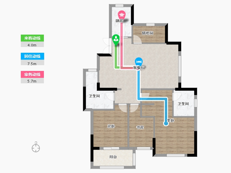 浙江省-宁波市-河姆景苑二期-96.80-户型库-动静线