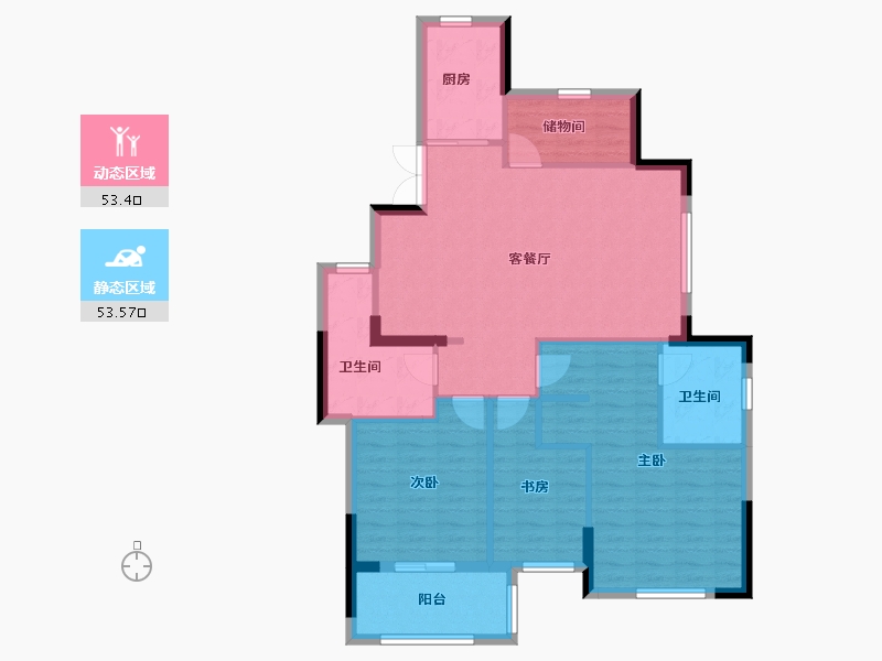 浙江省-宁波市-河姆景苑二期-96.80-户型库-动静分区