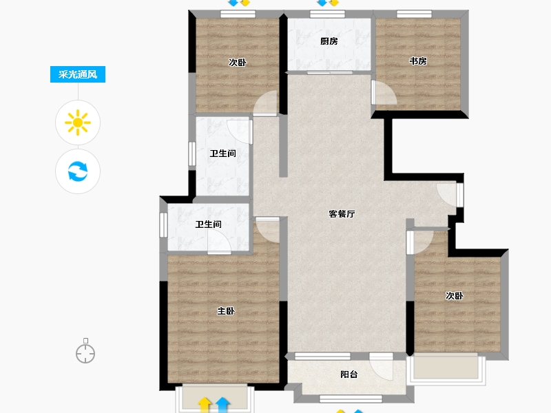 山西省-太原市-华润置地公元九里​-101.29-户型库-采光通风