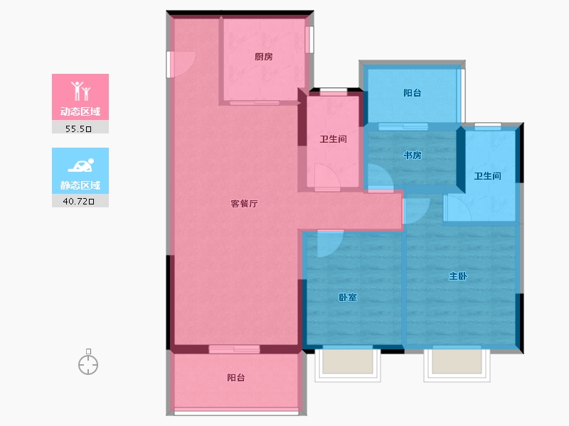 江苏省-南京市-五矿澜悦溪山-85.60-户型库-动静分区