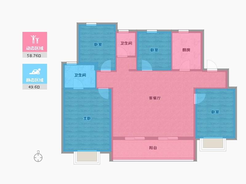 江苏省-南京市-云溪琨园-97.60-户型库-动静分区