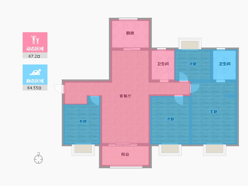 江苏省-南京市-金象朗诗红树林-117.53-户型库-动静分区