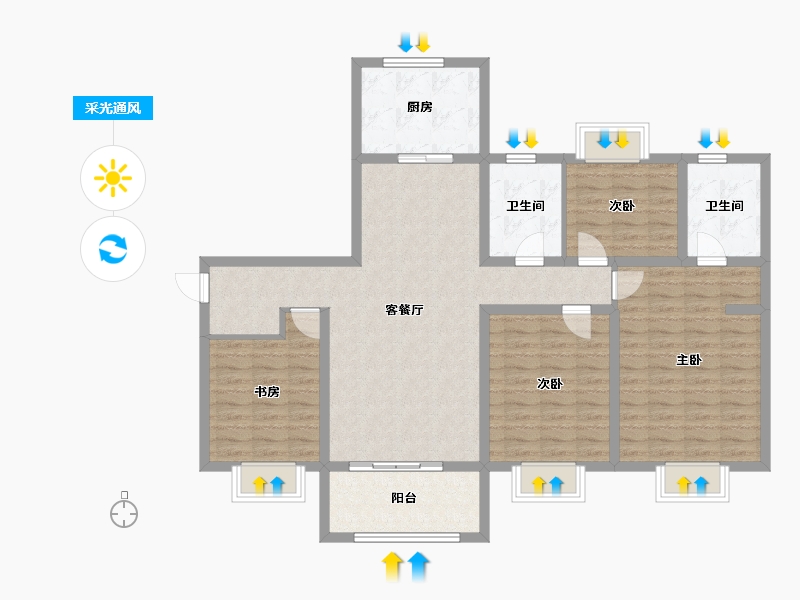 江苏省-南京市-金象朗诗红树林-117.53-户型库-采光通风